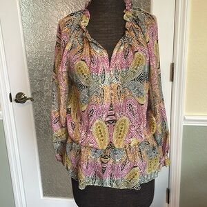 Robert Graham semi sheer blouse size small